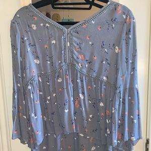 Green floral babydoll top